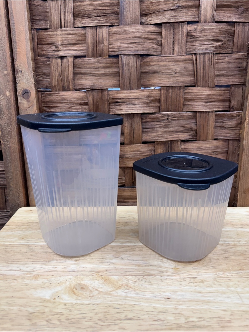 Tupperware Fresh N Cool Set 2 Medium and Large Containers Black Seals